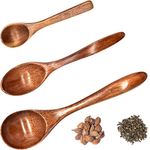 Yueser Wooden Spoon, 3 Pcs Natural Small Wooden Spoons Wooden Kitchen Utensils Sturdy Durable for Coffee Tea Spoon Honey Teaspoon Mixing Stirring Spoon (3 Sizes)