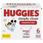 Baby Wipes, Huggies Simply Clean, UNSCENTED, Hypoallergenic, 6 Refill Packs, 1152 Count