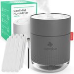 Aerobe Humidifier for Bedroom with Night Light & 12 Extra Filters, 500ML Cool Mist Humidifiers for Home and Plants, Humidifiers for Baby with 12~16 Working Hours, Waterless Auto-Off Mini Humidifier