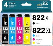 822XL Ink Cartridges Remanufactured for Epson 822 Ink Cartridges 822 XL T822XL for Workforce Pro WF-3820 WF-4820 WF-4830 WF-4833 Printer (1 Black,1 Cyan,1 Magenta,1 Yellow)