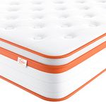 TeQsli Double Mattress 4FT6, 10 Inch Gel Memory Foam 7 Zone Orthopedic Double Mattress Pocket Sprungs Wave Memory Foam Hybrid Mattress, Medium Firm Motion Isolation Mattress 135x190x25 cm