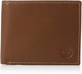 Timberland Men's Leather Wallet with Attached Flip Pocket Travel Accessory-Bi-Fold, Tan, One Size