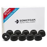 SONICFOAM Memory Foam Earbud Tips - Premium Noise Isolation, Replacement Foam Ear Tips, 10 Pack for Airpods Pro (SFAIR Small, Black)