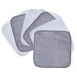 Polyte Premium Hypoallergenic Chemical Free Microfibre Makeup Remover and Facial Cleansing Cloth 6 Pack (20x20 cm, Gray/White)