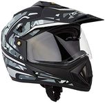 Vega Off Road Camouflage Full Face Helmet Dull Black Silver, Size: M(57-58 cm)