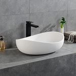 COGITIL Bathroom Sink, 22" Oval Vessel Bowl Sink Stone Resin Modern Artistic Design for Vanity Countertops Matte White with Pop Up Drain (Glossy White)