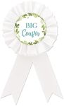 White Big Cousin Tinplate Badge Pin, White Rosette Big Brother Pin for Boy's Birthday, Eucalyptus Leaves Big Brother Award Badge Pin, Baby Shower Party Decorations