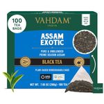 VAHDAM, Assam Exotic Black Tea Bags (100 Count) High Caffeine, Gluten Free, Full Bodied | Pyramid Tea Bags | Strong, Robust & Flavoury | Direct from Source