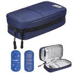 JAKAGO Waterproof Insulin Cooler Travel Case,Lightweight and Super Strong Insulation Insulin Pen Case, Medical Cooler Bag for Insulin Pens & Medication with 2 Large Ice Pack（Blue）