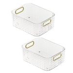 Kuber Industries Pack of 2 Multipurpose Portable Storage Container | Pantry Organise Basket | Organizer For Kitchen bathroom Accessories | Vanity Bins for Desktop Cosmetic-Storage | Transparent