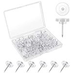 150 Count Clear Push Pins, Standard Thumb Tacks Steel Point Plastic Head Pushpins Transparent Flat Push Pins for Cork Board, Wall Hanging, Bulletin Board,Maps