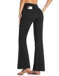 MOVE BEYOND Buttery Soft Women's Bootcut Yoga Pants with 4 Pockets Tummy Control Workout Bootleg Work Pants, Black, M