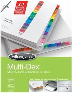 Wilson Jones MultiDex Dividers, Jan-Dec Tab Index, Multicolor Tabs with Black Print, Pre-Labeled, Table of Contents (W90303)