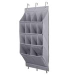 FENTEC Over Door Shoe Organizer, Over Door Storage 14 Pockets, Hanging Shoe Storage Door Shoe Rack Sturdy 600D Oxford Fabric with 3 Hooks for Space Saving, Heavy Duty, Grey