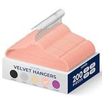 SereneLife Velvet Hangers 200 Pack, Non Slip Heavy Duty Hanger Set with 360° Swivel Hook, Smooth Velvet Finish to Protect Fabric, Lightweight, Ultra Thin Design for Coats and Other Clothes (Pink)