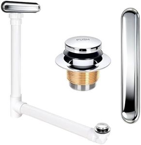 Slotted Overflow Bath Drain with Toe-Tap Stopper, with Metal Overflow Cover, Compatible with Kohler Elevance/Archer/Underscore/Rêve/Parity Baths and Whirlpools, Polished Chrome, Easy Installation