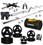 Kore K-PRO-10KGCOMBO2-SL Professional 10 KG Combo 2 Home Gym Set with Metal Integrated Rubber Plates, (Black)