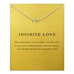 ZYAWP Message Card Infinite 8 Pendant Necklace Silver Friendship Sisters Sun Good Luck Crane Pendant Y Chain Necklace for Women and Girl Gift (silver Infinite 8)