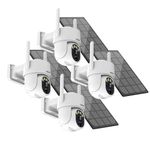 EVERSECU 2K Outdoor-Solar Security Camera Wireless with PTZ 360° View, Smart Siren, Spotlights, Color Night Vision, AI Human Detection, 2-Way Talk, Work with Alexa, Cloud/SD Card Storage(4pack)