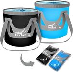 IFWELL Collapsible Bucket with Handle 5 Gallon Portable Folding Bucket Upgraded Ultra Lightweight Outdoor Basin Pail for Fishing, Camping, Hiking, Car Washing and More (Blue Black, 20L-20L)