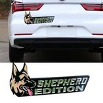 3D Dogs Badge Rated Car Emblem,Cute Dog Car Badge Laser Cutting Car Emblem Decal Reside nt Evi l Rectangle Mirror Acrylic Badge Sticker for Car Motorcycle Laptop (German Shepherd)