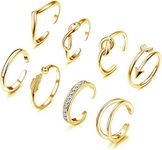 MILACOLATO 8 Pcs Open Rings Set for Women Knot Arrow Knot Rings Stackable Thumb Knuckle Rings Adjustable Open Rings Set