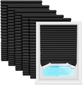 Zipcase 6 Pack Window Blackout Shades, 100% Shading Cordless Light Filtering Pleated Paper Shades, 36 in x 72 in(Fits Windows 19”- 36”), Black