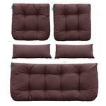 QILLOWAY Outdoor Patio Wicker Seat Cushions Group Loveseat/Two U-Shape/Two Lumbar Pillows for Patio Furniture,Wicker Loveseat,Bench,Porch,Settee of 5 … (Coffee)