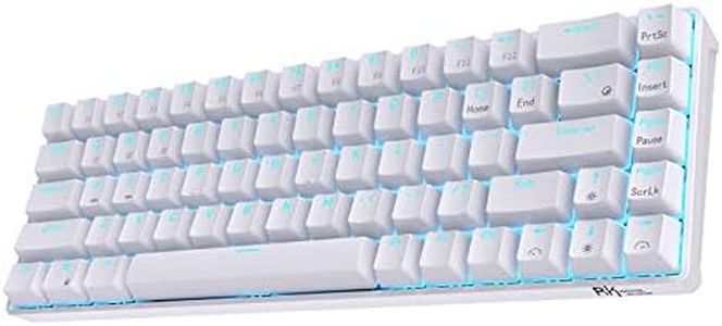 RK Royal KLUDGE RK68 (RK855) Wireless/Wired 65% Compact Mechanical Keyboard, 68 Keys 60% Bluetooth Rechargeable Gaming Keyboard with Macro Keys for Windows and Mac (Red Switch, White)