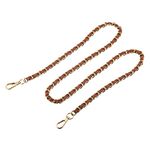 uxcell Purse Chain Strap, 47" Leather Iron Flat Chain Strap Handbag Chains Purse Straps Shoulder Cross Body Replacement Strap, Brown + Gold Tone