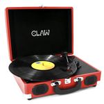 CLAW Stag Portable Vinyl Record Player Turntable with Built-in Stereo Speakers - [2021 Upgraded Model] (Red)