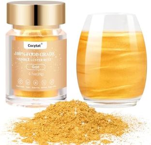 Gold Edible Glitter for Drinks, Bulk 20g 0.7oz Gold Dust Edible for Food Powder Shimmer Food Grade for Cocktails Chocolate Cake Decoration Baking
