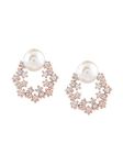 Zaveri Pearls Enchanting Gold Tone Floral Cubic Zirconia & Pearl Stud Earring For Women-ZPFK9456