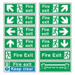 Fire Exit Sign - (Choose Arrow Direction, Material & Fixing Option)