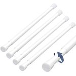 ENJOYBASICS 4 Pcs Tension Curtain Rod 16 to 28 inch, White Rustproof Adjustable Short Spring Tension Rod No Drilling for Small Window, Closet, Kitchen, Doorway, Cupboard, Cabinets, Bookshelf, Bathroom