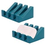 FFXQCTFF 2PCS Self Draining Soap Dish,Silicone Soap Tray Keep Soap Bars Dry Clean Bar Soap Holder Saver for Kitchen Bathroom Accessories Sponge Holder Keep Kitchen Bathroom Dry Clean (Blue)