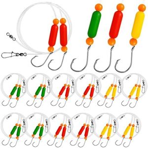 Pompano Rig Saltwater Surf Fishing Rigs – 12 Pack Double Drop Leader Rigs with Hooks, Floats, Beads & Snap – Easy Pre-Tied Terminal Tackle for Pompano, Whiting, Redfish