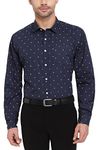 The Cotton Company Men's 100% Cotton Printed Shirt - Navy (Shirt021_M_V2_Navy_L)