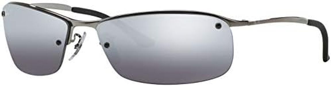 Ray-Ban Men's RB3183 Rectangular Sunglasses, Gunmetal/Polarized Grey Mirrored Gradient Silver, 63 mm