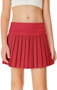 Haloumoning Girls Pleated Skirts with Shorts Athletic Tennis Skorts Sport Performance Skirt with Pockets 4-14 Years Red