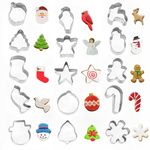 Mini Christmas Cookie Cutter Set,15 Pieces Biscuit Cutters Stainless Steel Christmas Tree Snowman More Shape for Baking