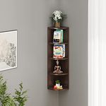 BLUEWUD Adora Engineered Wood Multi-Tier Corner Wall Decor Shelf, Display Rack (Wenge)