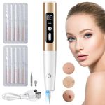 Bojinsey Skin Tags Remover Pen, Mole Remover Pen Kit with 15 Levels LCD Display & Spotlight Portable Rechargeable Skin Tags Removal Kit with Replaceable Needles for Wart Freckle Dark Spot(Rose Gold)