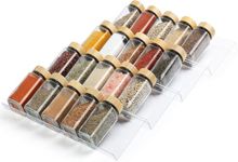 FANASSYY Acrylic Spice Drawer Organizer 4 Tier Acrylic Seasoning Organizer Rack Clear Spice Rack Tray Kitchen Seasoning Jars Drawers Insert (Expandable From 9'' to 18'' approx),Tabletop,Tiered Shelf