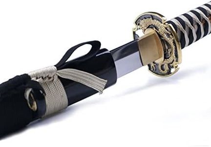 siwode Katana Handmade Full Tang Sharp, Alloy Golden Dragon Tsuba Japanese Samurai Sword High Carbon Steel 1060, 40-Inch