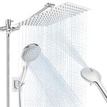 Anysig 10" rain shower head with handheld spray, rainfall shower head with 11" Adjustable Extension Arm, 5 Settings Handheld, Includes Holder/Hose,Built-in Power Wash, Dual Rainfall Shower Head, Chrom