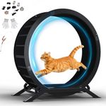 GTPLAYER Cat Wheel 90 cm Metal Large Cats Exercise Running Wheel for Indoor Cats with Teaser Removable Carpet Cat Treadmill