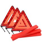 YaeKoo Triple Warning Triangle Emergency Warning Triangle Reflector Safety Triangle Kit, Foldable Reflective Roadside Safety Warning Sign, 3-Pack