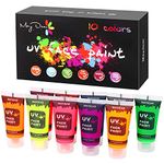 Maydear 10 Colors UV Face Paint and Body Paint Set, Liquid Body Paint Safe and Non-Toxic Fluorescent Body Paint for Kids & Adults-10 Colors UV 0.7 FL OZ. Each