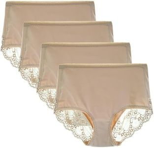 LIQQY Women's 3 or 4 Pack Comfort Cotton Lace Coverage Full Rise Briefs Underwear